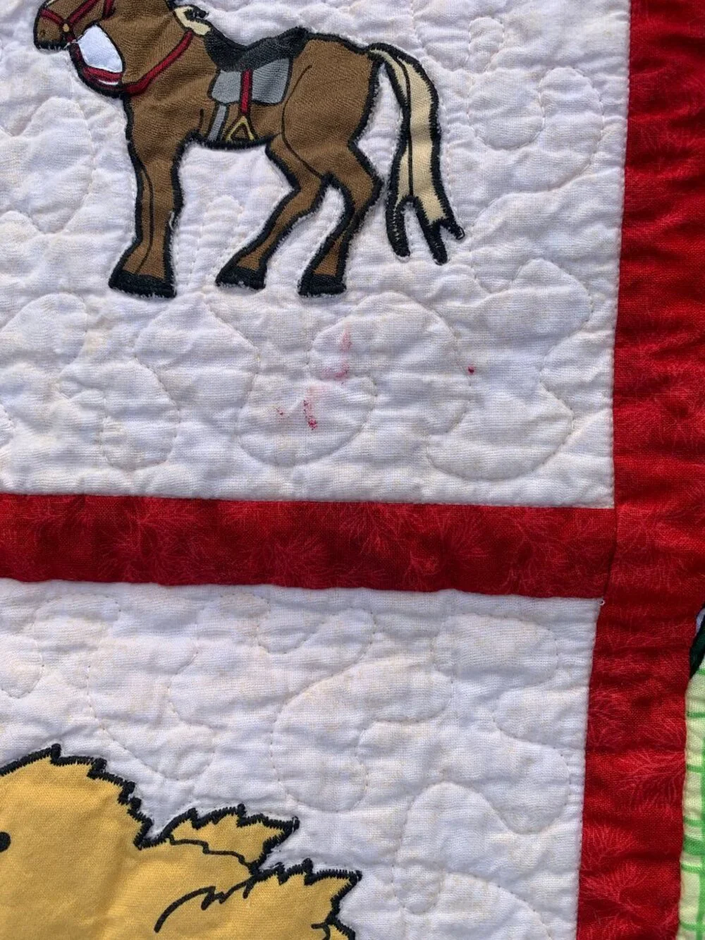 Vintage Handmade Patchwork Quilt John Deere Baby Toddler Lap Cottagecore Blanket